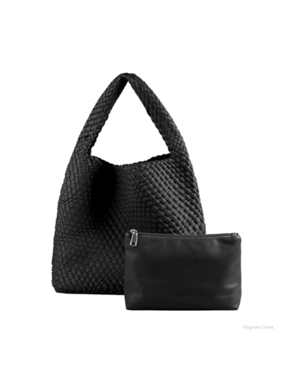 Hand Woven Vegan Leather Tote Bag Shoulder Handbag Travel Purse
